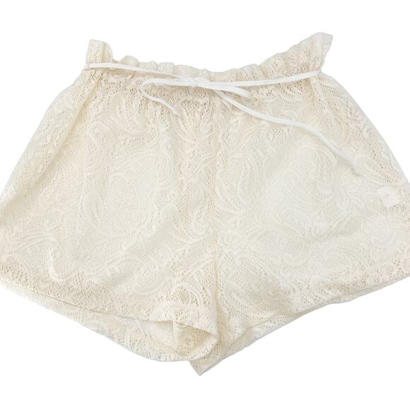 2/$30 FORTUNE Swimwear Shorts Size M Cream Ivory Lace Short Elastic Tie Waist - Picture 3 of 5